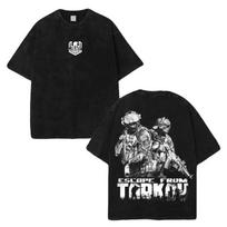 Retro Limited Escape from Tarkov Game art Washed Tshirt, RGP Gaming Apparel, Vid L gray