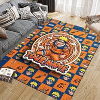 Custom Name,Naruto Uzumaki Home Sofa Decoration for Living Room & Bedroom, Non‑Slip Play Flannel Floor Mat for Game Room 40x60cm( 15x23in )