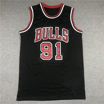 Chicago Bulls 1991 Dennis Rodman Vintažinio stiliaus siuvinėtas krepšinio marškinėlis Vyriški sportiniai drabužiai XL gray