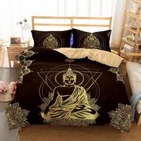 Room Home Textiles Buddha Bedding Set 2/3pcs Duvet Cover Set Pillowcases Comforter Bedding Sets Bed Linen Buddhist India Simple Flat Bed Sheet&EUTwin Single135x200 beige