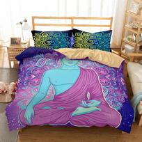 Room Home Textiles Buddha Bedding Set 2/3pcs Duvet Cover Set Pillowcases Comforter Bedding Sets Bed Linen Buddhist India Simple Flat Bed Sheet&EUTwin Single135x200