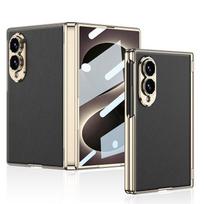 For Samsung Galaxy Z Fold 8 Wide Case Luxury Electroplate Skin-Friendly Matte Leather Hinge with Tempered Film Shockproof Cover Galaxy Z Fold 8 Wide juoda