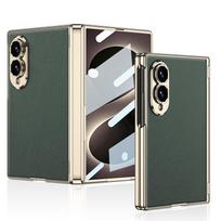 For Samsung Galaxy Z Fold 8 Wide Case Luxury Electroplate Skin-Friendly Matte Leather Hinge with Tempered Film Shockproof Cover Galaxy Z Fold 8 Wide žalia