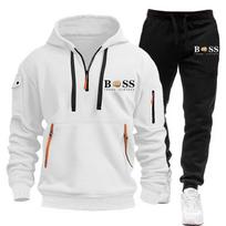 Men's Plus Velvet Tassel Multi-Zipper Pocket Hoodie & Sweatpants Set (2026 New Arrival) XXL
