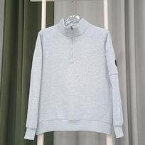 CP cross-border factory spot cp semi-zipper fleece sweater solid color pocket lens badge men and women of the same style 1 M white