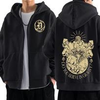Anime Jojo Bizarre Adventure Zipper Hoodies Dio Brando Manga Zip Up Hooded Sweatshirts Men Women Fashion Casual Pullovers Coats L juoda