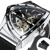 NUGALĖTOJAS Karinis Trikampis Skeletas Automatinis Laikrodis Vyrams Auksinis Sportinis Mechaninis Laikrodis Prabangus Nerūdijančio Plieno Apyrankė Šviesus gray