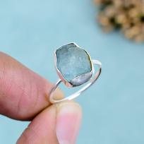 Raw Aquamarine Ring 925 Sterling Silver Handmade Rough Gemstone Solitaire Ring Boho Jewelry Gift for Women 10