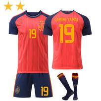 Paaugliams Vaikams Suaugusiems Futbolo Aprangos 2026 FIFA Pasaulio Taurė Ispanija Namų #19 LAMINE YAMAL Raudonas Sportinis Treniruočių Džersis su Kojinėmis 30(XS)