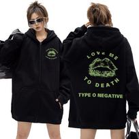 Rock Band Type O Negative 1996 Love Me To Death Zipper Hoodie Men Women Vintage Metal Gothic Zip Up Jacket Male Oversize Hoodies 2XL black