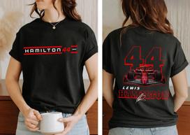 Lewis Hamilton 44 Racing T-shirt Men's Women's Summer Cotton Clothing Fashion Oversize Short Sleeve Top Unisex Streetwear XL black