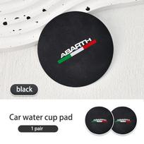 For Abarth 2pcs Car Cup Holder Insert Pad Emblem Coaster Anti-Slip Mat Viaggio Punto 124 125 500 595 695 black-2PCS