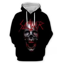 SLAYER ROCK gobtuvėliai Vyriški 3D spausdinimo vyrai moterys džemperis laisvalaikio permatomas vyriški drabužiai gatvės mados gobtuvas XXL gray