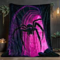 Gothic Black Spider Flannel Blanket Purple Castle Archway Fleece Blanket Soft Warm Cozy Throw Blankets For Bed Sofa Halloween 75X95CM purple