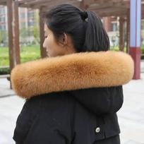 100% Real Fox Fur Collar For Women Luxury Warm Winter Coat Trim Scarf Thick Female Neck Warm Scarves Soft Natural Shawl Long 60 width 12cm brown