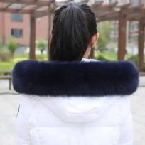 100% Real Fox Fur Collar For Women Luxury Warm Winter Coat Trim Scarf Thick Female Neck Warm Scarves Soft Natural Shawl Long 60 width 12cm black