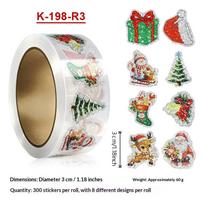 Christmas Tree Stickers Roll Laser Green Pine Tree Seal Stickers Xmas Waterproof Self-Adhesive Decals For Envelope A4