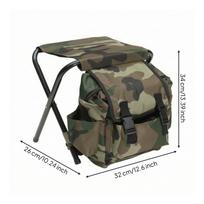 Compact Foldable Backpack Stool with Side Pocket Heavy Duty