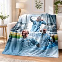 Erling Haaland Spausduotas Flanelinis Antklodė Šiltas Jaukus Miegamojo Užtiesalas Namų Interjerui 80cmx120cm gray
