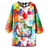 Kids Art Smock with Front Pocket and Long Sleeves, Polyester Fabric Painting Apron with Elasticized Cuffs for Painting Activities