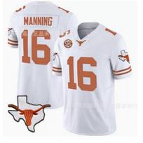 3rd Gen Texas Longhorns 16 Peyton Manning Unisex Short Sleeve College Football Jersey M