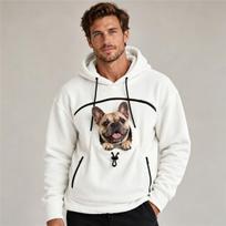 Couple Fleece‑Lined Hoodie With Pet Pocket Long‑Sleeve Loose Warm Hooded Sweatshirt For Autumn Winter Men Women Casual Pullover XXL