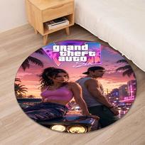 GTA 6 Printed Round Rug Carpet Chair Rug Area Rug Entryway Doormats,for Office Chair Living Room Bedroom Kitchen Room. 80cmx80cm