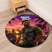 GTA 6 Printed Round Rug Carpet Chair Rug Area Rug Entryway Doormats,for Office Chair Living Room Bedroom Kitchen Room. 80cmx80cm