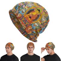 Tantric Buddhist Deity Buddhism God Buddha Adult Beanies Caps Knitted Bonnet Hat Warm HipHop Autumn Winter Outdoor Skullies Hats One Size brown