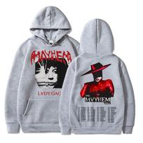 Lady Gaga The Mayhem Ball Tour  Hoodies Trendy Hip Hop Vintage Long Sleeve Men Women Fleece Oversized Tracksuit Streetwear S gray