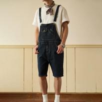 Summer Men Loose Denim Suspender Bib Shorts Vintage Workwear Jean Shorts XXL juoda