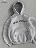 Oversized Buggy Hoodie with Save and Save Print M gray
