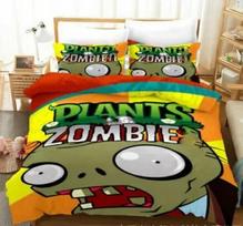 Plants Vs Bedding Sets Zombie US Europe UK Size Quilt Cartoon Bed Cover Duvet Cover Pillow Case 2-3 Pieces Sets Adult Children 70x133cm 3pcs black