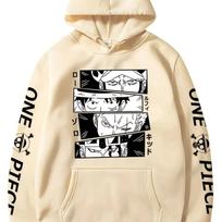 Anime One Piece Luffy Zoro Manga Graphic Print Hoodie Women Men Harajuku Y2K Style Sweatshirt Streetwear Hip Hop Fashion Oversized Pullover 4XL balta
