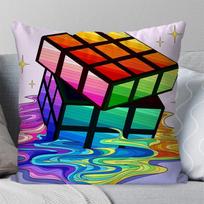 Rubiks Cube Pillow Case Square Pillow Bedroom Sofa Leisure Comfort Cushion Car Living Room Home Decoration 40X40 16x16Inch black