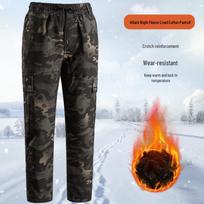 Camouflage Fleece-Lined Ripstop Cargo Pants: Insulated, Multi-Pocket, Straight-Leg Workwear for Cold Weather. XXXL 190 black