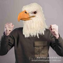 Erelio Kaukė Helovino Šventės Rekvizitas Mielas Gyvūnas Latekso Pliušinis Galvos Apdangalas Eagle with its mouth shut beige