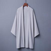 Vyriškas ilgas vienspalvis japoniškas kimono pončas vasarai kasdienis laisvas moteriškas yukata haori paplūdimio juodas hiyoshi marškinių švarkas XL gray