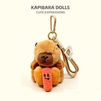 Adorable Capybara Plush Food Toy Keychain Pendant - Cute Backpack Accessory & Gift beige