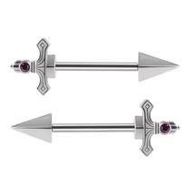 Poros Kardas Kryžius Spenelių Auskarai Štanga Chirurginio Plieno Kristalinis Spenelių Shield Dangtelis Širdelė Gėlė Spenelių Žiedai Papuošalai Kūno 14G 1 Pair