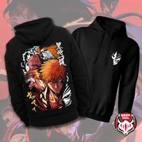 Japanese Anime Manga Bleach Graphic Printed Men Women Fleece Warm Sweatshirt Oversized Streetwear Y2k Pullover Tracksuit Female Male Clothing XXXXL gray