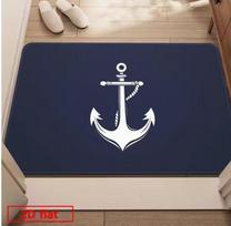 Nautical Anchor Rug, Non-Slip Absorbent Soft Mat Bathroom Bedroom Living Room Entrance, White Nautical Theme Bath Decor, 1pc 43X75CM