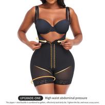 Remodeling Zipper Front Full Body Shaper With Adjustable Straps 6XL black