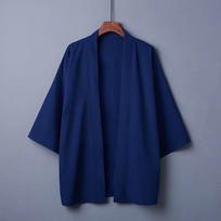 Vyriški japoniški kimono marškinėliai, laisvalaikio atviro dygsnio lengvi yukata madingi juodi megztiniai su 3/4 rankovėmis vasaros atostogoms 2XL gray