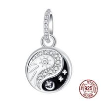 copper YinYang Symbol Energy Balance and Harmony Pendant Charm Compatible With Authentic Charm Bracelets Women Do It Yourself Jewellery Gift white