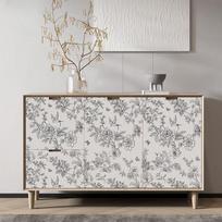 Žali ir balti tapetai, lipni tapetai, boho kontaktinis popierius spintelėms, lapų tapetai miegamajam, lipdukai 1mx44cm gray