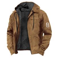 Men's Casual Zippered Pocket Hooded Jacket Men's Color Fashion Warm Jacket M black