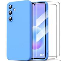 Coque Silicone pour Samsung Galaxy A57 5G, Protection Slim Souple Mat Bleu - 2 Verres Trempés mėlyna