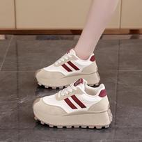 Women Thick Sole Platform White Casual Sports Versatile Korean Style Board Shoes 40 raudona