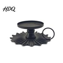 Candlestick Wrought Iron Candle Holder Vintage Metal with Frosted Matte Black Rust-Proof B